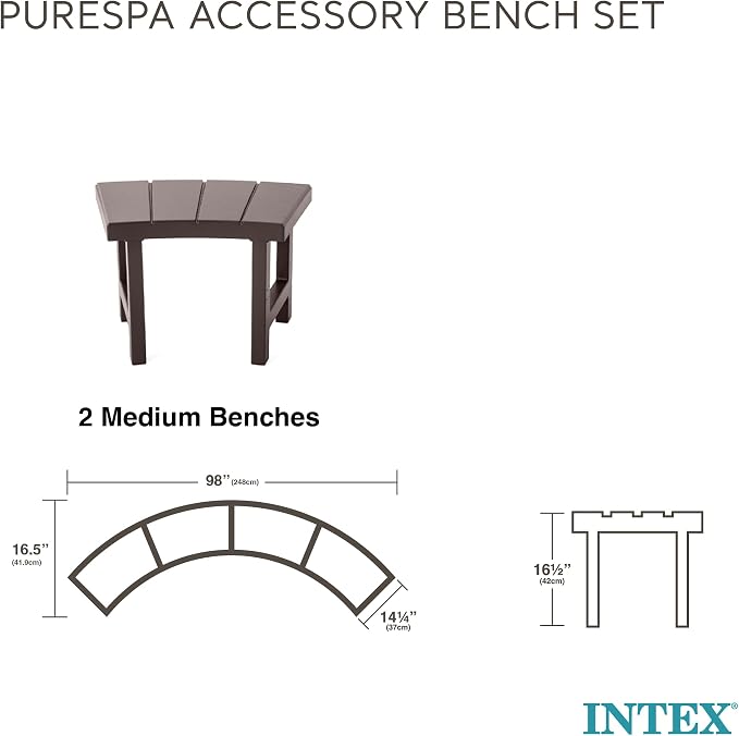 Intex 28514E 2 Medium PureSpa Accessories Benches, Compatible w/ 4 Person Spas - Image 5