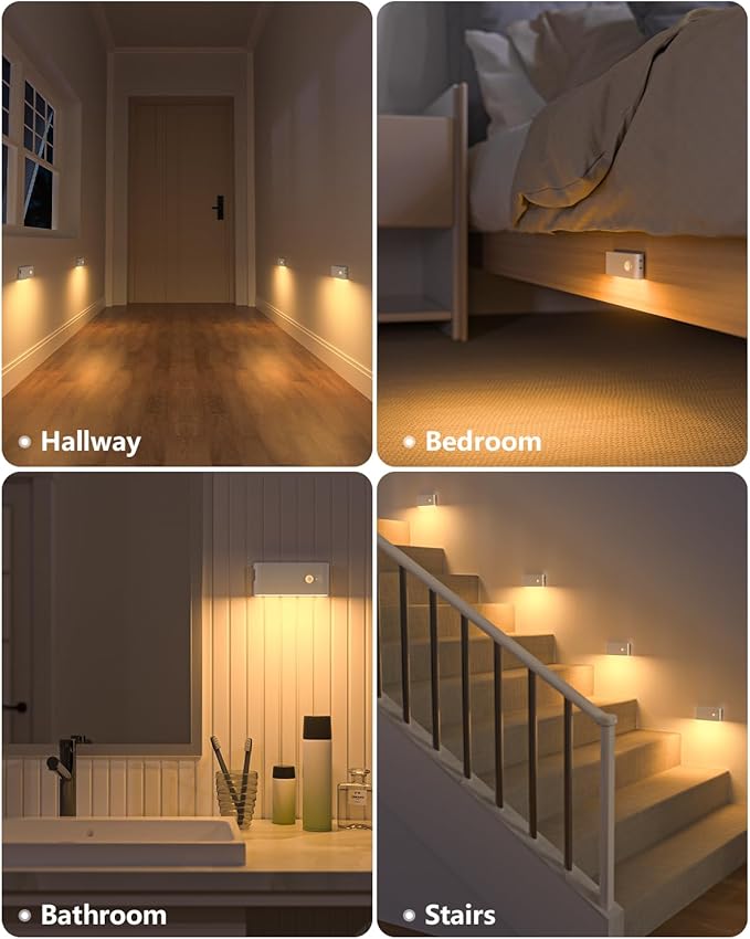 WILLED Motion Sensor Night Light, Rechargeable Stair Lights Indoor, Warm White - Image 3