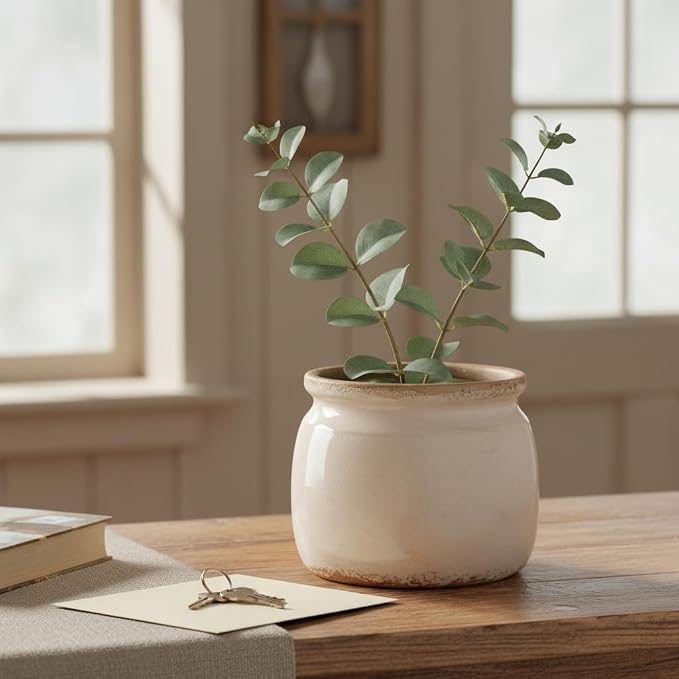 Ceramic Planter & Vase for Wabi Sabi Decor, 6.29 Inch Nordic Minimalist Flower - Image 2