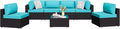 Shintenchi 7 Pieces Outdoor Patio Sectional Sofa Couch, PE Wicker Furniture by Shintenchi