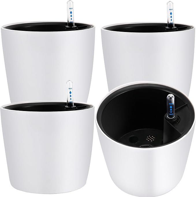 JOIKIT 4 Pack 7 Inches Self Watering Planter, Self Watering Pots by JOIKIT