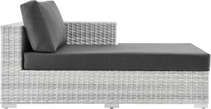 Modway Convene Wicker Rattan Outdoor Patio Right-Arm Chaise in Light Gray - Image 4