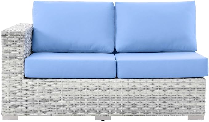 Modway Convene Wicker Rattan Outdoor Patio Right-Arm Loveseat in Light Gray - Image 7