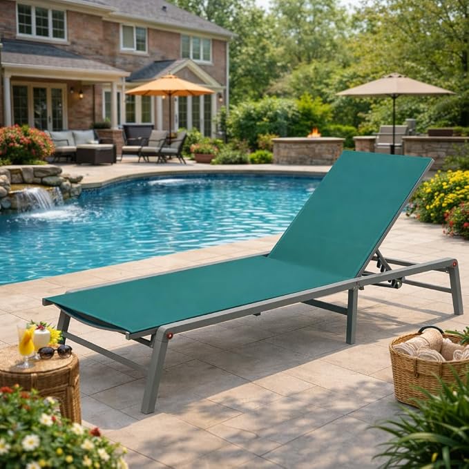 Kozyard Outdoor Foldable Lounge Chair, Aluminum Frame Patio Lounger by Kozyard