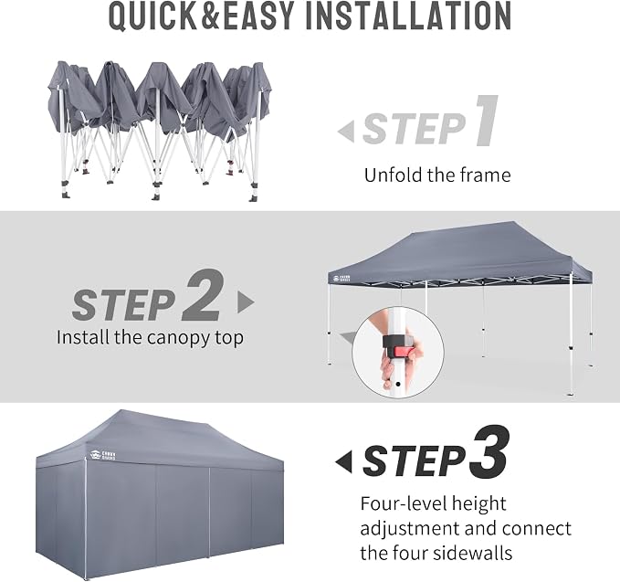 CROWN SHADES 10x20 Pop Up Canopy Tent, Thicken Frame Commercial Heavy Duty Tent - Image 6
