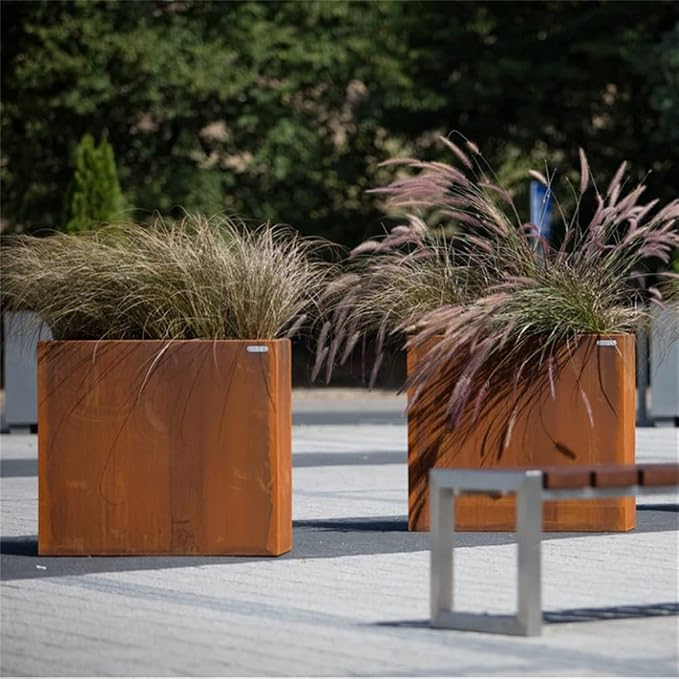 Corten Steel Planter Box Metal Outdoor Planter Large Square Cube Rustic 32 Inch - Image 8