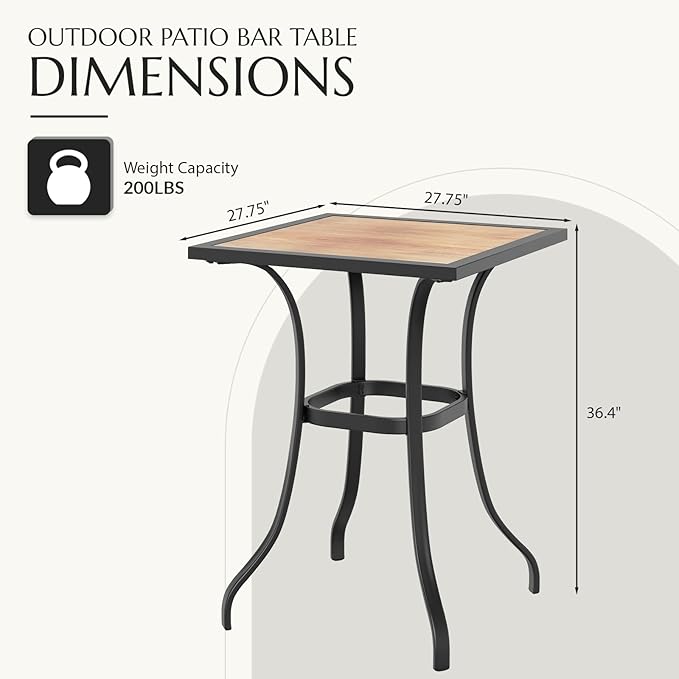 AECOJOY Outdoor Height Bar Table, High Top Outdoor Pub - Image 3