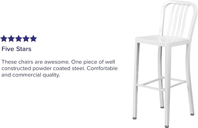 Flash Furniture Gael Commercial Grade 2 Pack 30" High White Metal - Image 6