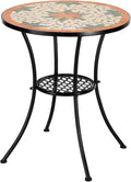 VINGLI Garden Patio Mosaic Table, Outdoor Bistro, 23.6" Round End Table by VINGLI