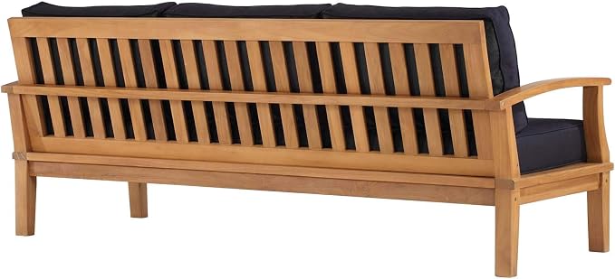 Modway EEI-4176-NAT-NAV Marina Patio Teak Sofa, Natural Navy - Image 5