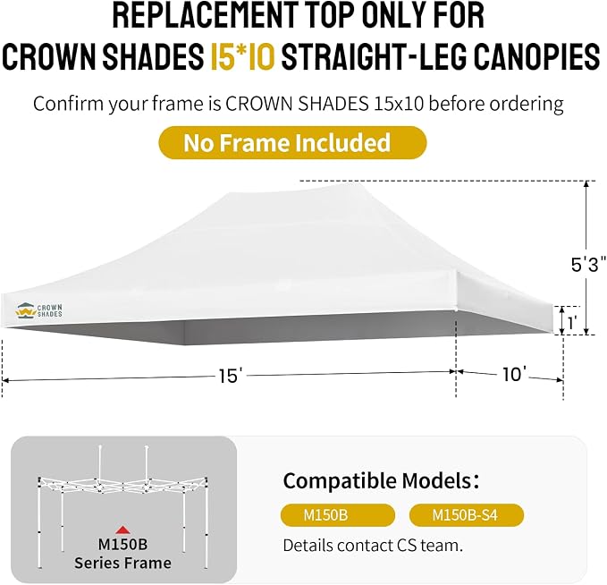 CROWN SHADES 10x15 Canopy Replacement Top - Image 2