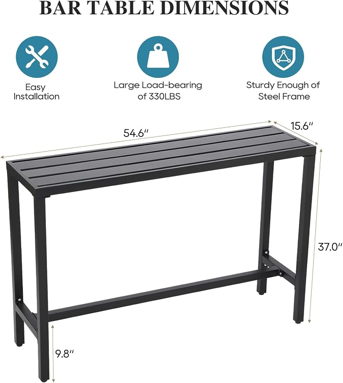 Outdoor Bar Table, Patio Console Pub Height Tables - Image 3