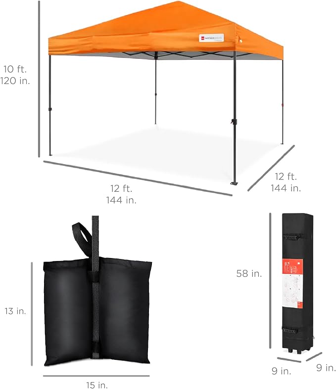 Best Choice Products 12x12ft Pop Up Canopy Tent, Outdoor Shade, 1 Person 1 - Image 8