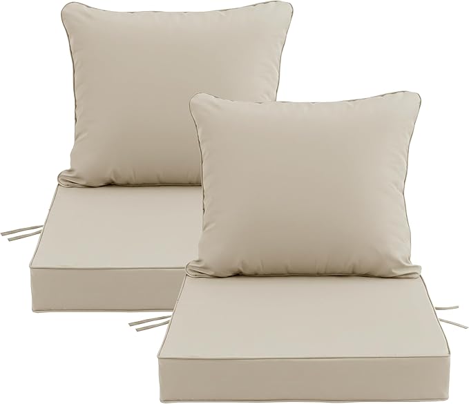 22x22 Inch Patio Chair Cushions Set of 2, Outdoor Furniture Cushions by Unknown