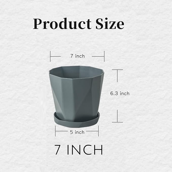 InmeRun Plant Pots Indoor Plastic Flower Pots Outdoor 7 inch Set of 6 Pack - Image 5