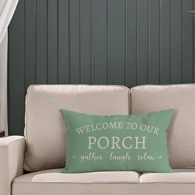 PANDICORN Welcome to Our Porch Stay Awhile Eucalyptus Green Outdoor Farmhouse - Image 6