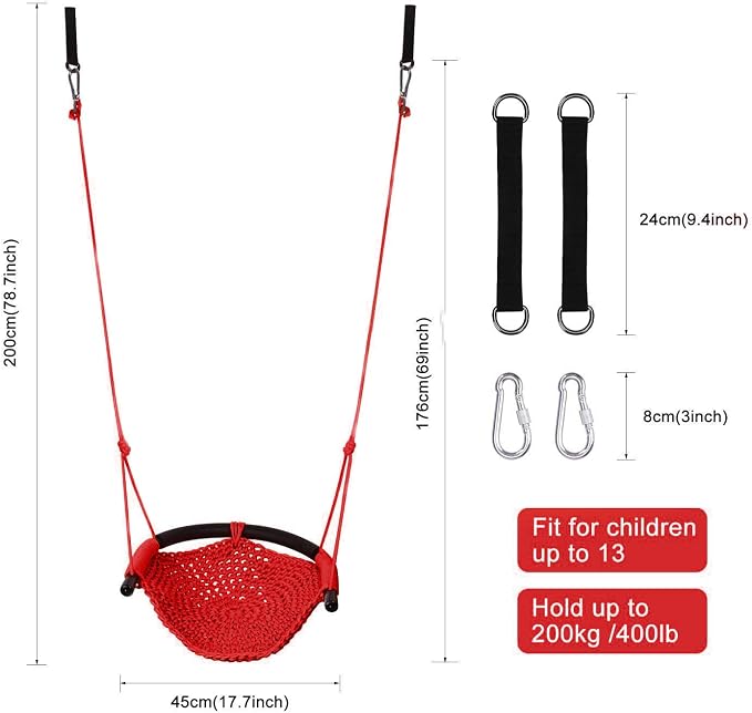 Swing Seat for Kids Heavy Duty Rope Play Secure Children Swing Set, Playground - Image 3
