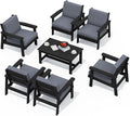 SERWALL HDPE Outdoor Furniture Set, 7 Piece All Weather Wood-Like Outdoor Sofa by SERWALL