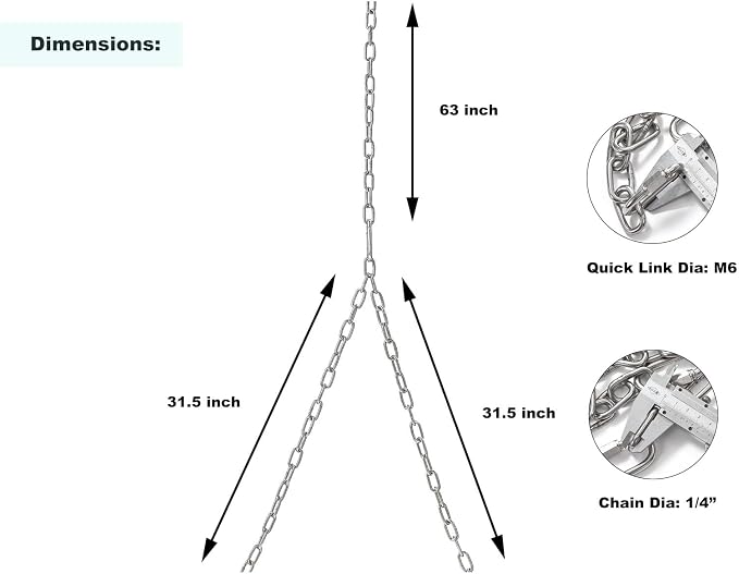 Heavy Duty 7.8 Ft Porch Swing Hanging Chain Kit - Image 2
