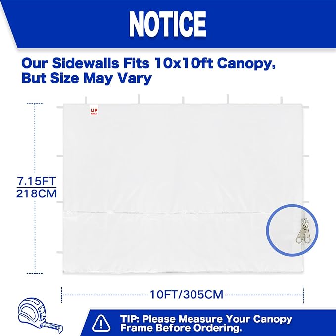 Instant 10x10 Canopy Sidewalls for Pop Up Canopy, Waterproof UV Protection - Image 2