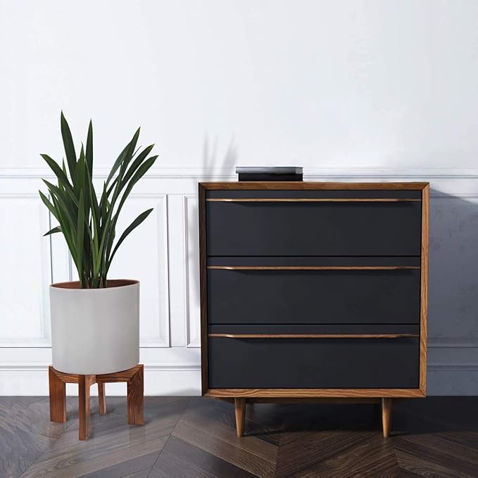 Gendral Forwepup Wood Plant Stand, Mid Century Modern Planter, Rattan Flower - Image 4