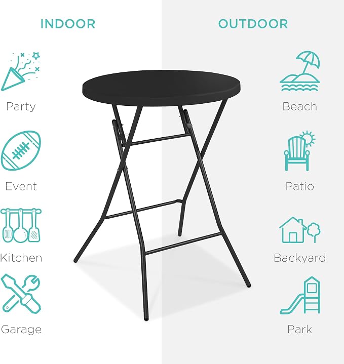 Best Choice Products 32in Bar Height Folding Table, Round Indoor Outdoor - Image 4