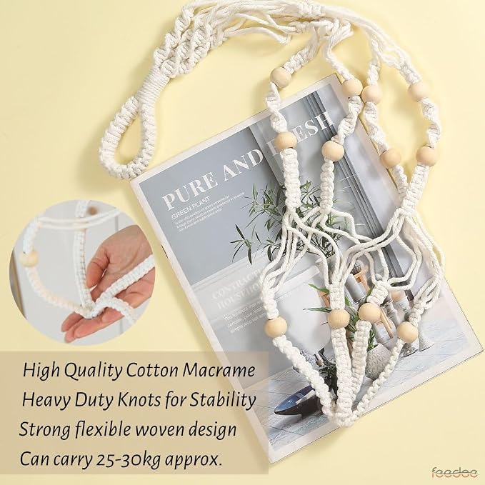 3 Pack Macrame Plant Hanger, Hanging Planters - Image 3