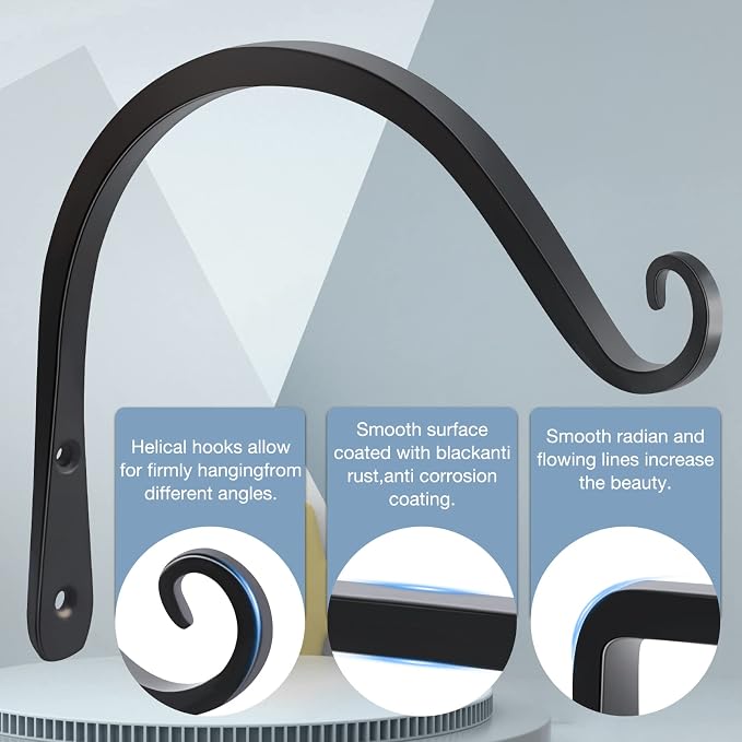 Gtongoko 2 Pack 8 Inch Plant Hangers Outdoor Metal, Plant Hooks - Image 3