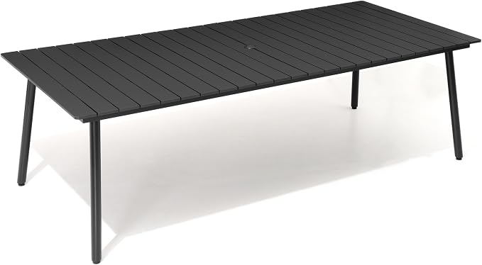 95" Patio Outdoor Dining Table for 8-10, Weather-Resistant Wood-Grain Top by VredHom