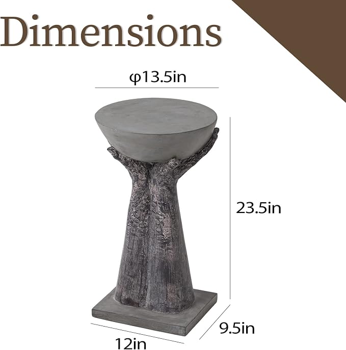 COSIEST Set of 2 Outdoor Side Table, Two Hands-Shaped Base w Round Top Accent - Image 3