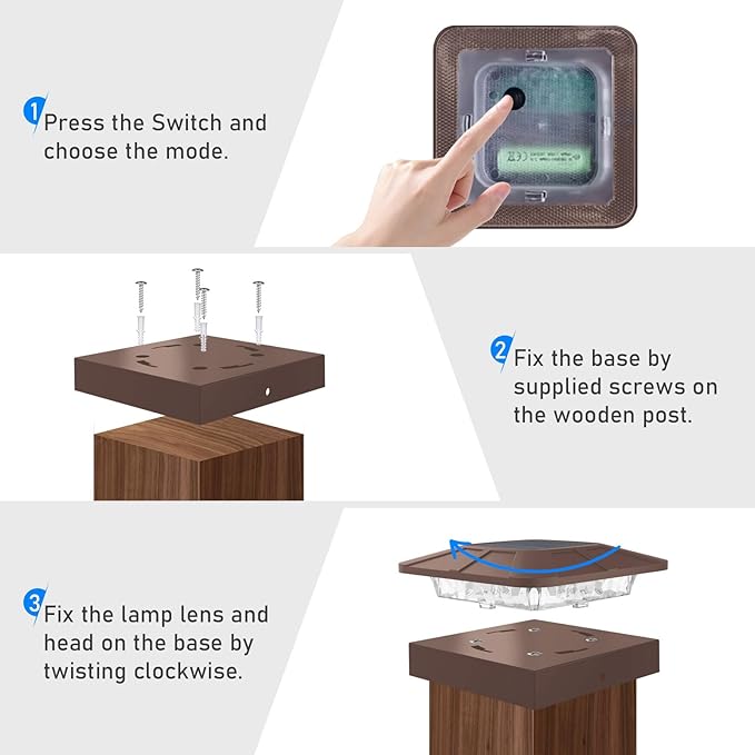 Peasur 4x4 Solar Post Cap Lights Outdoor - Image 6