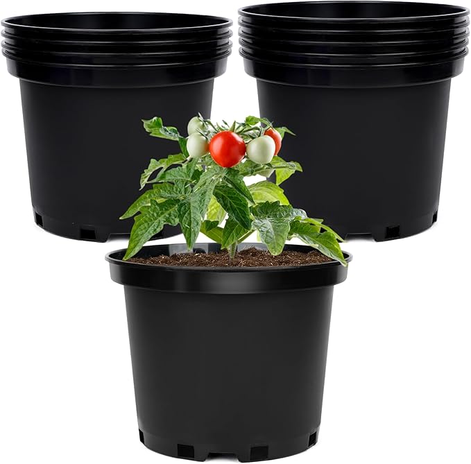 GREANER Plastic Garden Pots, 8 Inch Nursery Pots by GREANER