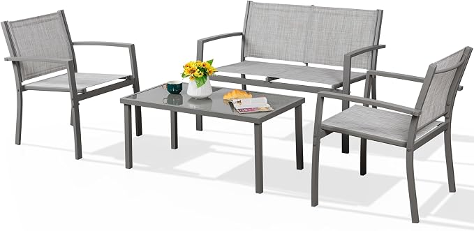 Shintenchi 4 Pieces Patio Furniture Set All Weather Textile Fabric Outdoor - Image 7