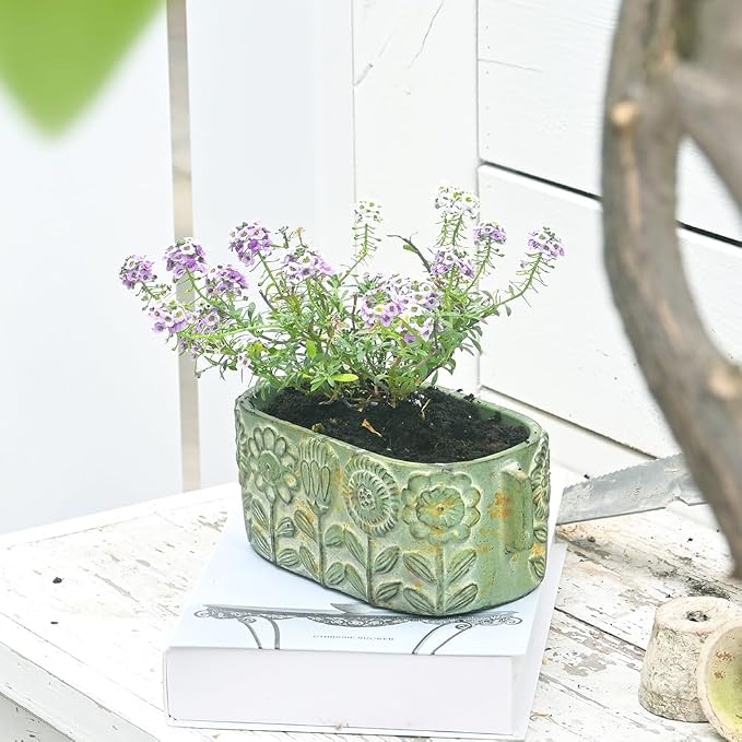 8 inch Green Pots Planters Indoor Plants Succulent Pots Rectangle Window Box - Image 4