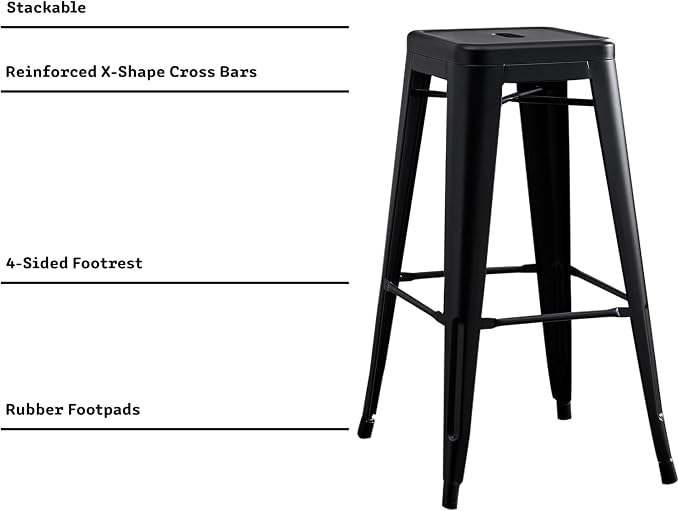 AC Pacific 30” Metal Backless Barstool Set of 2 – Country Rustic Style - Image 5