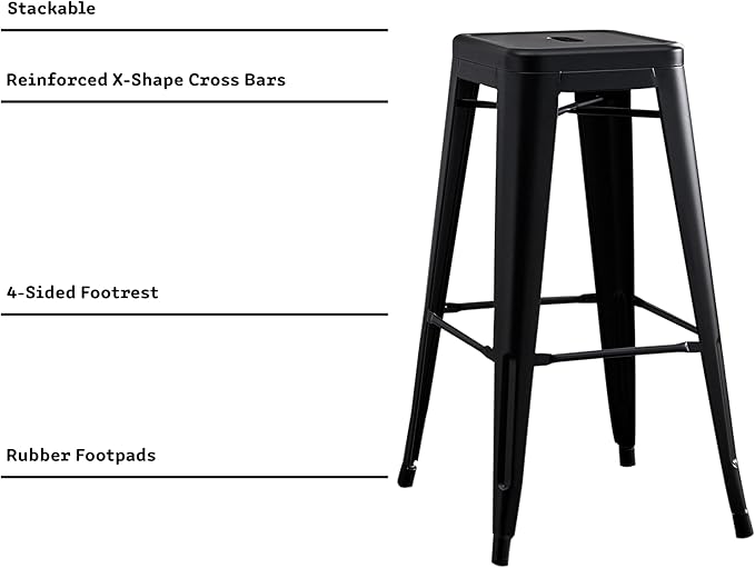 AC Pacific 30” Metal Backless Barstool Set of 2 – Country Rustic Style - Image 5