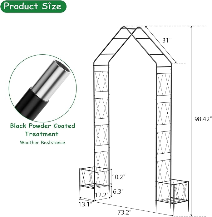 Vrisa Metal Garden Arch Trellis - Image 2