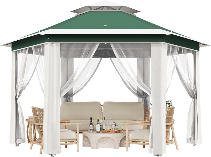 13' x 13' Pop-Up Gazebo, Hexagonal Canopy Shelter - Image 2