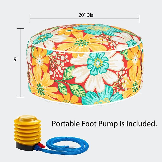 Magpie Fabrics Indoor/Outdoor Inflatable Stool Ottoman Pouf, Water Repellent - Image 3