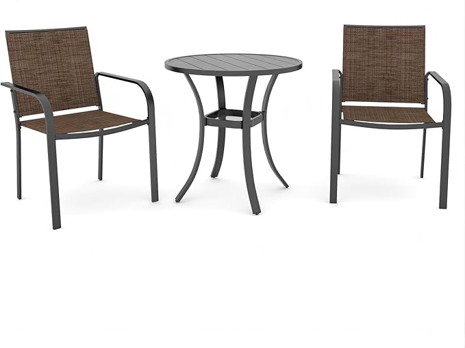 3-Piece Outdoor Dining Set, Small Metal Bistro Table by Anmutig