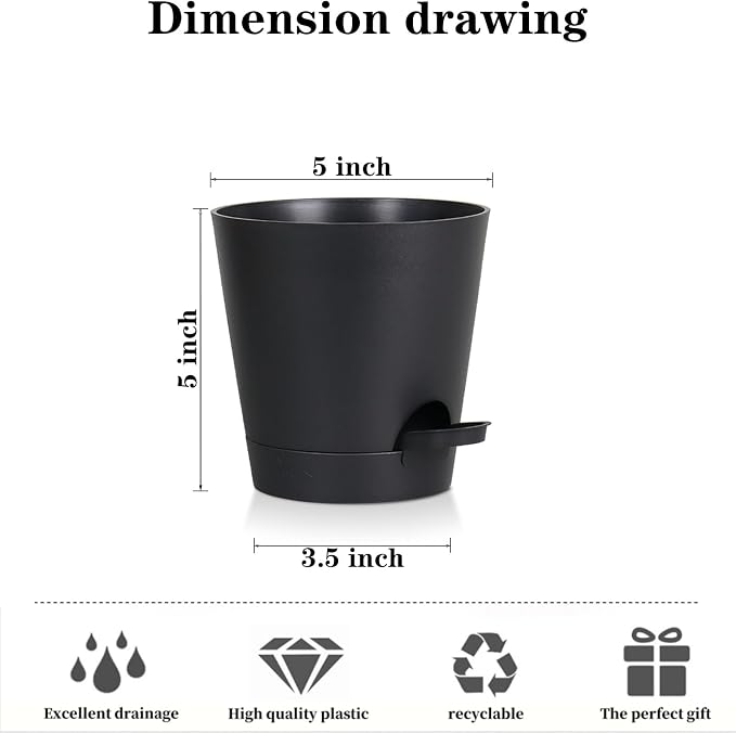 5 Pack 5 inch Self-Watering Pots, African Violets Planter - Image 2