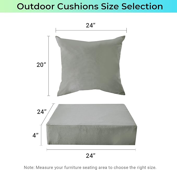 Outdoor Cushions for Patio Furniture, Outdoor Seat Cushion Set 24 x 24 x 4 Inch - Image 6