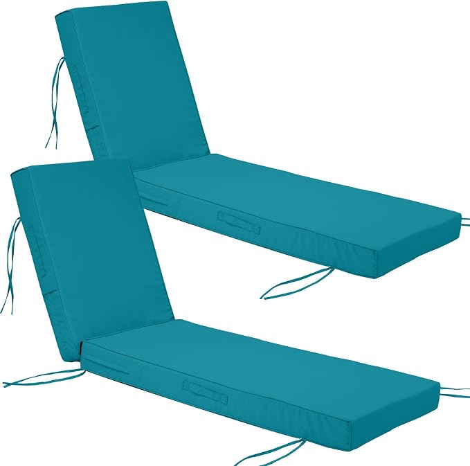 Chaise Lounge Cushions Outdoor Set of 2, Waterproof & Fade Resistant Patio by SXIORMHJ