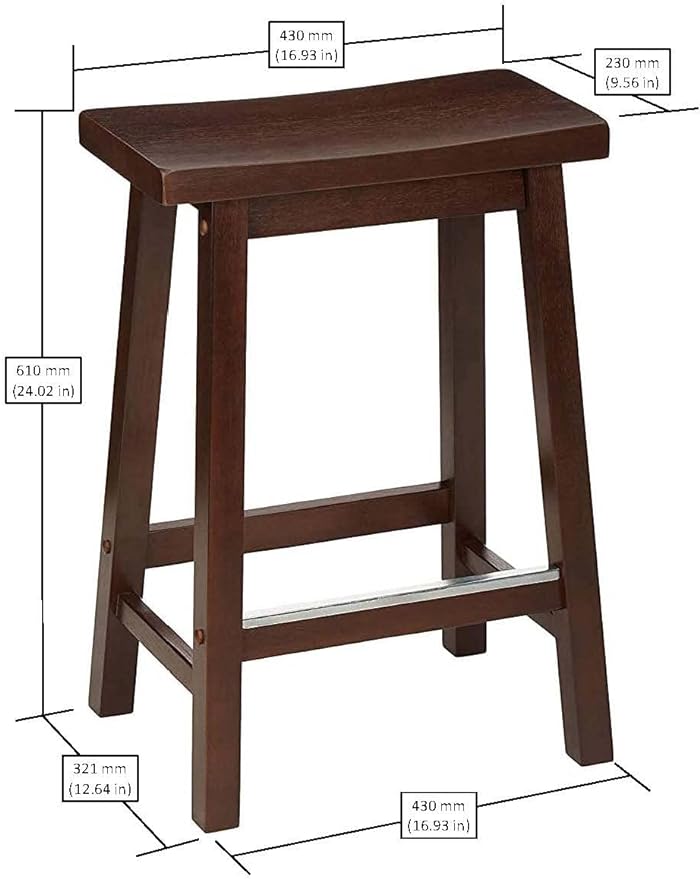 Amazon Basics Solid Wood Saddle-Seat Counter Height Bar Stools - Image 3