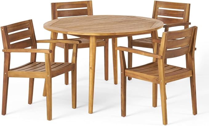 Christopher Knight Home Keth Outdoor 5 Piece Acacia Wood Dining Set, Teak Finish by ChristopherKnightHome