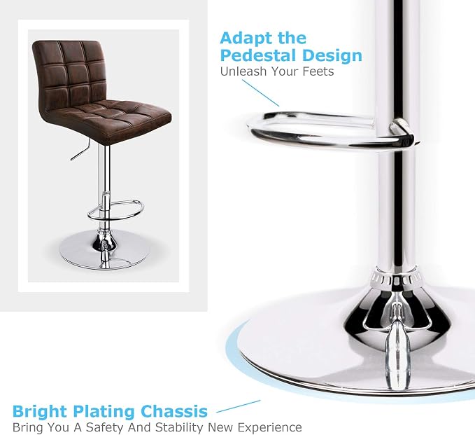 Leopard Modern Square PU Leather Adjustable Bar Stools - Image 6