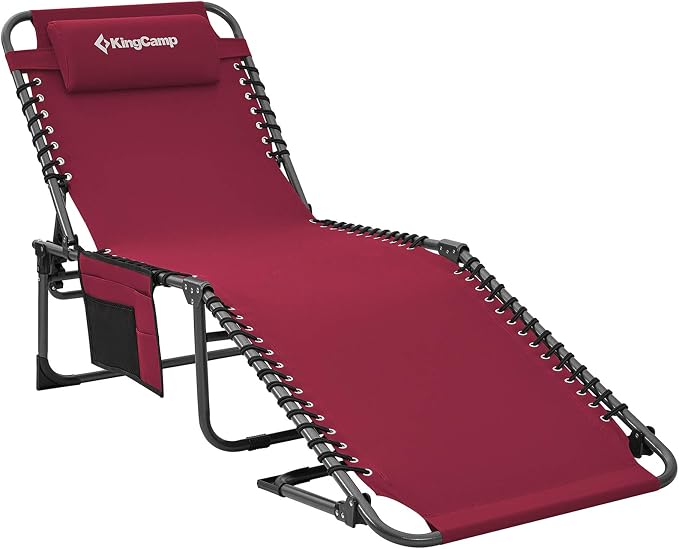 KingCamp Portable Folding Camping Cot Adjustable 4-Position Patio Reclining by KingCamp