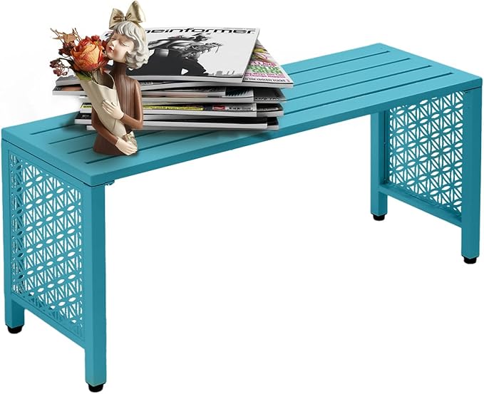 VINGLI 40in Outdoor Metal Bench, All-Weathe Backless Patio Bench by VINGLI