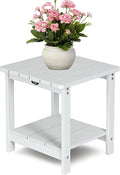 Square Outdoor Side Table Adirondack Side Table, Waterproof & 2-Tier Small End by RACCOONFOREST