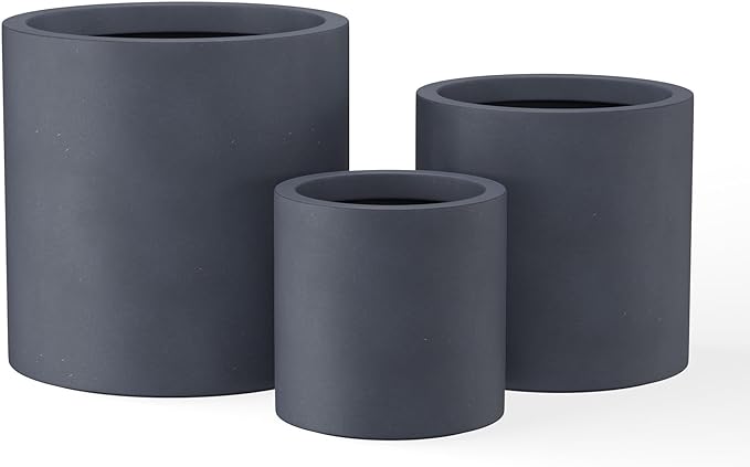 Kante 9.8", 15.7" Dia Round Concrete Planter Set of 3, Modern Style Large by Kante